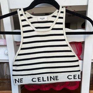 Celine Striped Cropped Tank Top/Sports Bra
